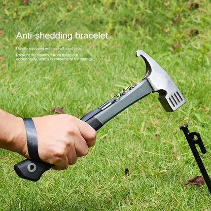 Camping Hammer: Heavy-Duty Multifunctional Steel Hammer with Tent Stake Remover & Holding Strap!Outdoor Camping Good Vibrations