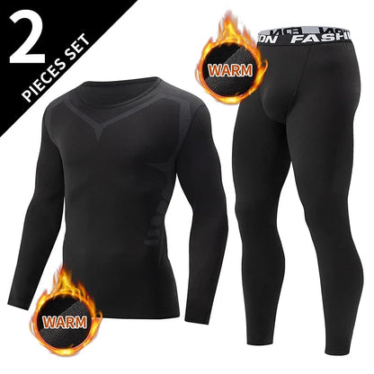 Men's tight warm long-sleeved trousers suit for autumn and winter men's fitness pants shirt running yoga athletes' sport Good Vibrations