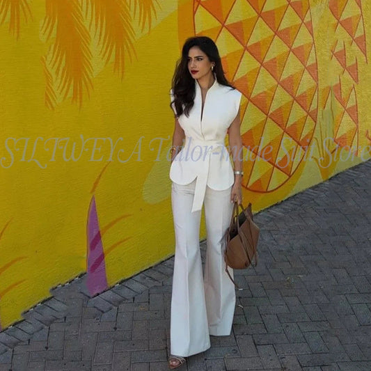 Modern Women Suits For Wedding Business Fashion 2 Pieces Sets Elegant Women's Sets Outfits Short Sleeves Jacket Pants Customized Good Vibrations