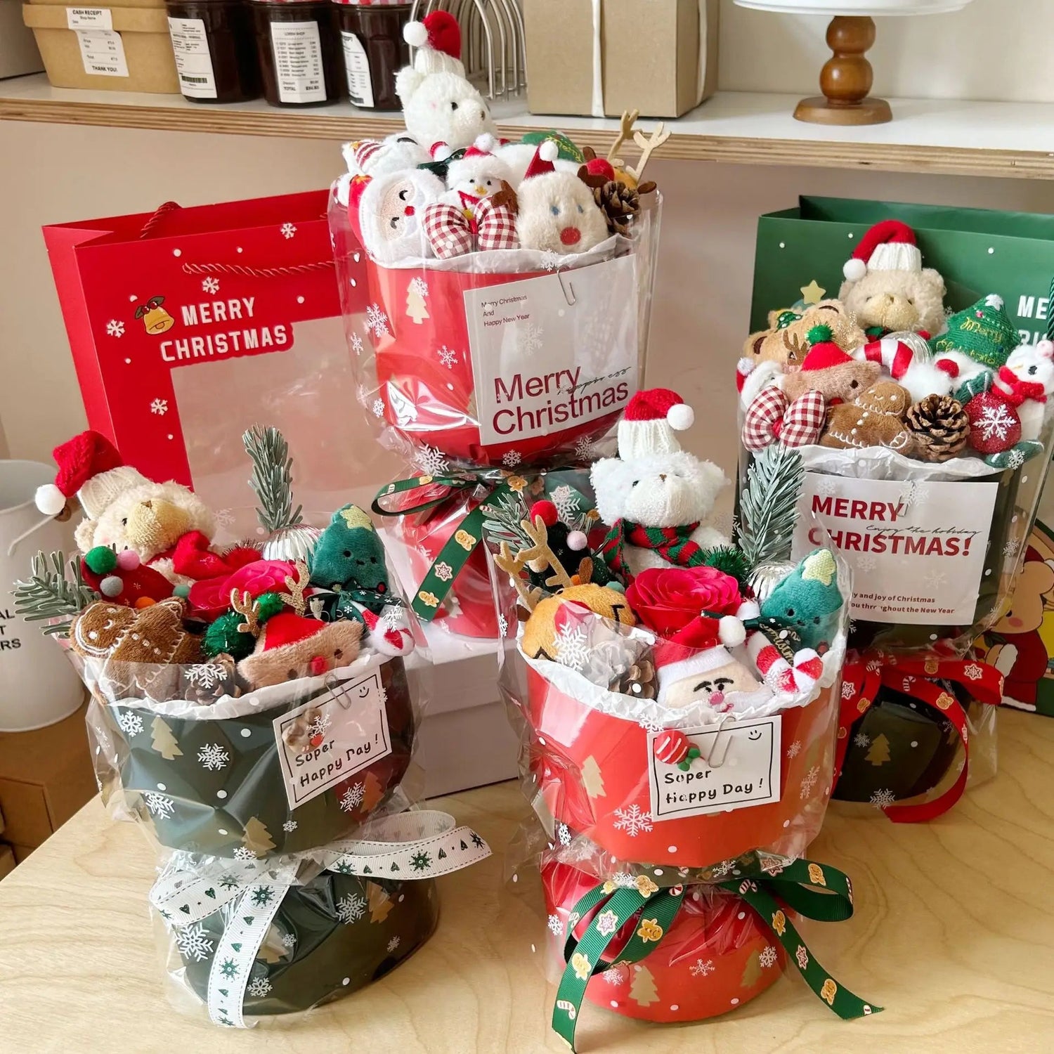 Christmas gift, finished teddy bear bouquet, birthday gift, gift for teacher, girlfriend, best friend, bouquet, souvenir Good Vibrations