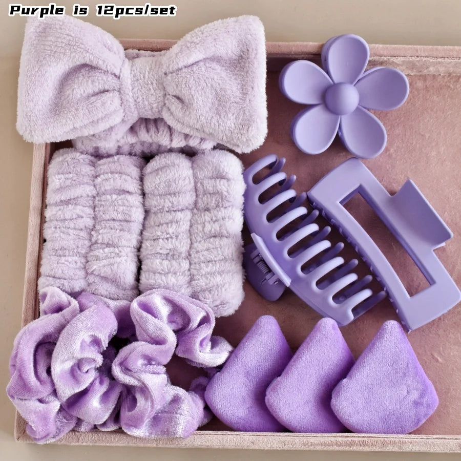 12PCS/SET Ladies Multi-Color Autumn and Winter Plush Hair Accessories Set Daily SPA Makeup Face Ultra-Practical Toiletry Set Lad Good Vibrations