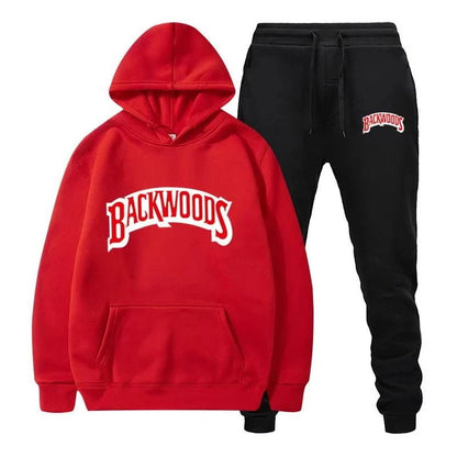 Winter Hoodie Sets Men Fashion Fleece Red Hoodies Black Brand Pants Casual Jogger Suit Tracksuit Sweatshirt Woman Pullover Good Vibrations