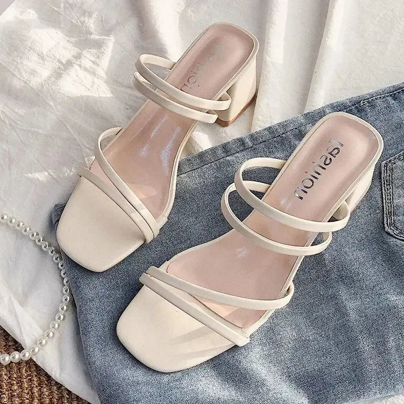 Women High Heel Sandals Summer Casual Female Shoes Woman Square Heel Open Toe Ankle Strap Ladies Sandalias Wedge Shoe 2022 New Good Vibrations