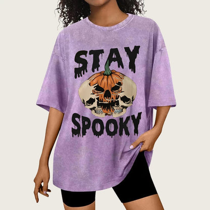 Neutral Style Retro Outfit T-Shirt Pure Cotton High Quality Pumpkin Letter Graphic Printing Fashion Trend Loose Short Sleeves Good Vibrations