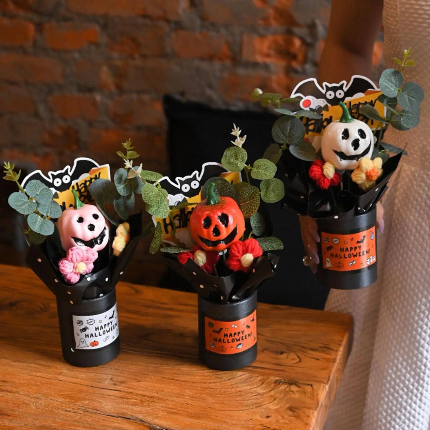 Halloween Pumpkin Bouquet Creative Pumpkin Head Decorative Bouquet Resin Ghost Pumpkin Flower Artificial Pumpkin Flowers Good Vibrations
