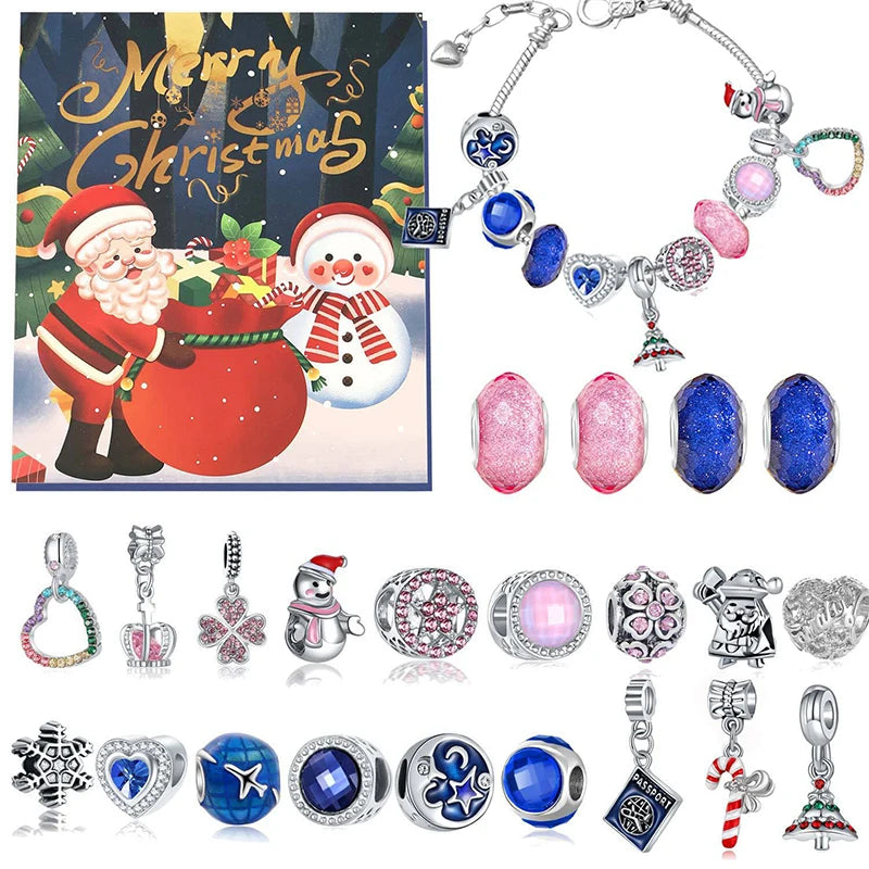 Christmas Kids Bracelet Earring Advent Calendar 2025 New Year Countdown Home Party Girl Jewelry Gift Blind Box Atmosphere Items Good Vibrations