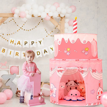 Cake Design Kids Play Tent Princess Castle Indoor Playhouse Foldable Portable Durable Fabric for Birthday Gifts Good Vibrations