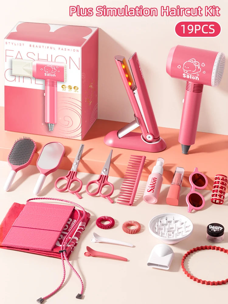 Kids Make Up Toys Simulation Haircut Kit Children's Hair dryer Role Playing Game Educational Toys For Girls Pretend Play Gifts Good Vibrations