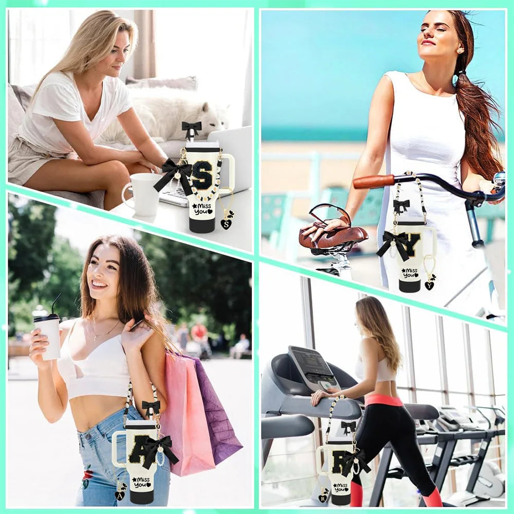 8Pcs Cup Accessories Including Straw Topper,Silicone Prorective Boot,Cup Charm,Stickers and Handle Strap for 40oz Tumbler Cup Good Vibrations