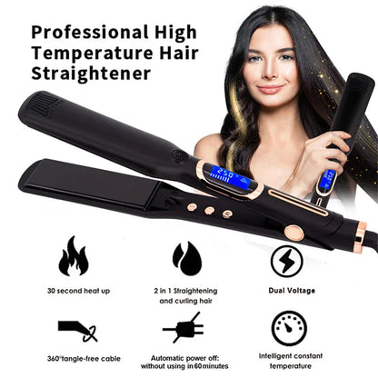Hair Straightener Curler Professional High Temperature Fast Heating 450℉ / 480℉ Keratin Treatment Hair Flat Iron Dual Voltage Good Vibrations