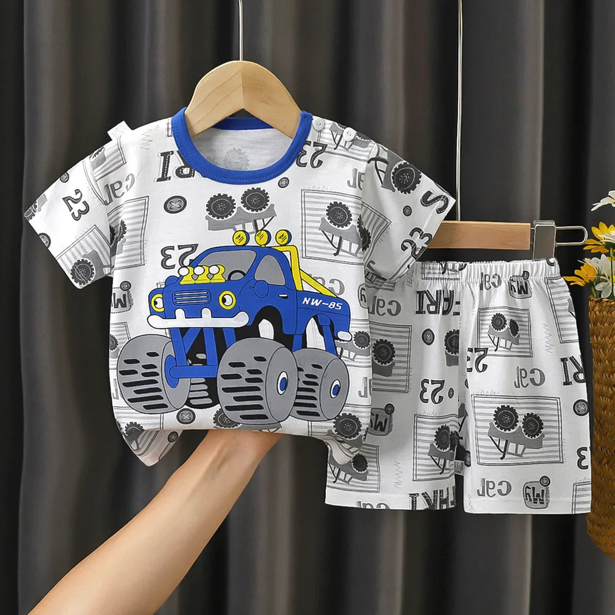 2PCS Children's Sets mother Kids Clothes Boys Girl T-shirt Shorts Summer Cotton Short sleeve Baby Children Clothing Toddler Suit Good Vibrations