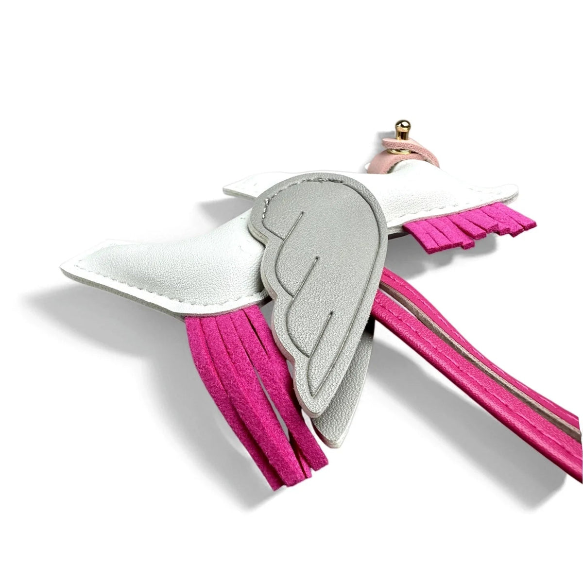 Elegant Winged Pony Keychain with Detachable Mouth Strap | Hand-Stitched Premium PU Leather Bag Charm with Plush Filling, Gift Good Vibrations