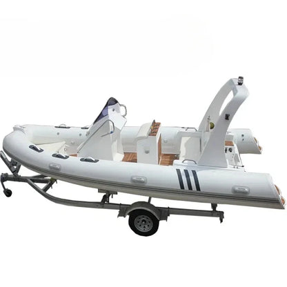 Hot sales Luxury 5.8m 19ft Fiberglass Inflatable Rib Boat Rowing Yacht and Waterplay Boat Good Vibrations