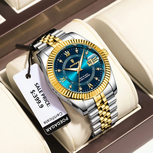 POEDAGAR Luxury Sport Wrist Watch For Man Waterproof Luminous Date Men Watch Quartz Stainless Steel Men's Watches Male Reloj+box Good Vibrations