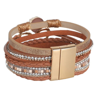 Bracelet for Women Bohomian Leather Wrap Multi-Layer Heart Bracelet Bangle Jewelry Gift Fashionable Wrist Accessory R3MC Good Vibrations