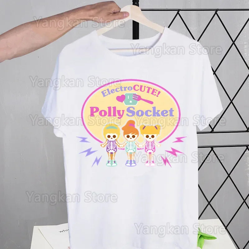 Polly Pocket Print T-Shirt Casual Crew Neck Short Sleeve T-Shirt Women's Clothing Good Vibrations
