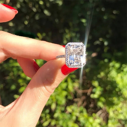 2025 Chic Wedding Rings for Women Aesthetic Female Engagement Accessories Shiny CZ Luxury Bridal Jewelry Trendy  Gift Good Vibrations