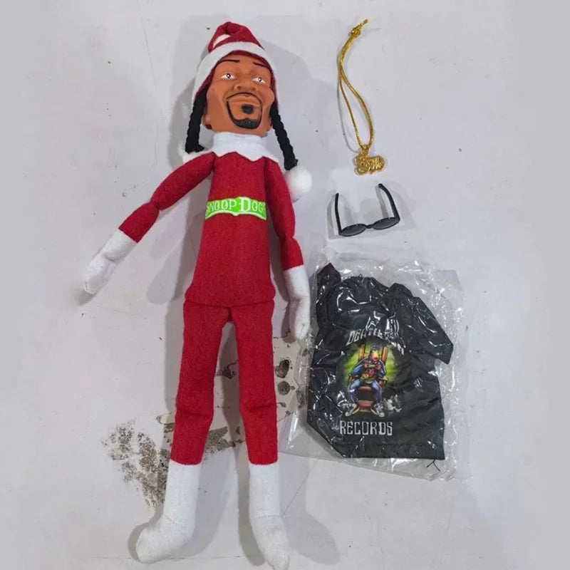 New Snoop Dogg Snoop on a Stoop Christmas Elf Doll 12” Plush Toys Shelf Decor Includes Elf Toy Tshirt Sunglasses and Necklace Good Vibrations