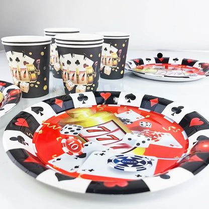 Casino Birthday Party Supplies for Adults Casino Party Decors Poker Paper Plates Cups Napkins Casino Night Vegas Supplies Favors Good Vibrations