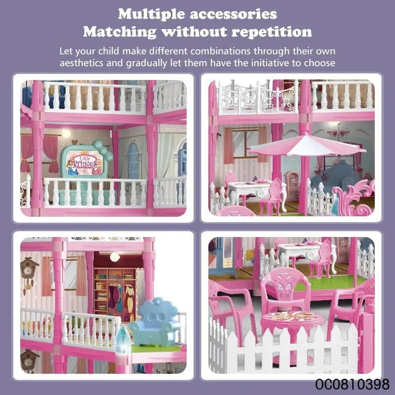 DIY Doll House With light Furniture and Dolls Dream Doll House for Little Girls Kids Pretend Toy Good Vibrations
