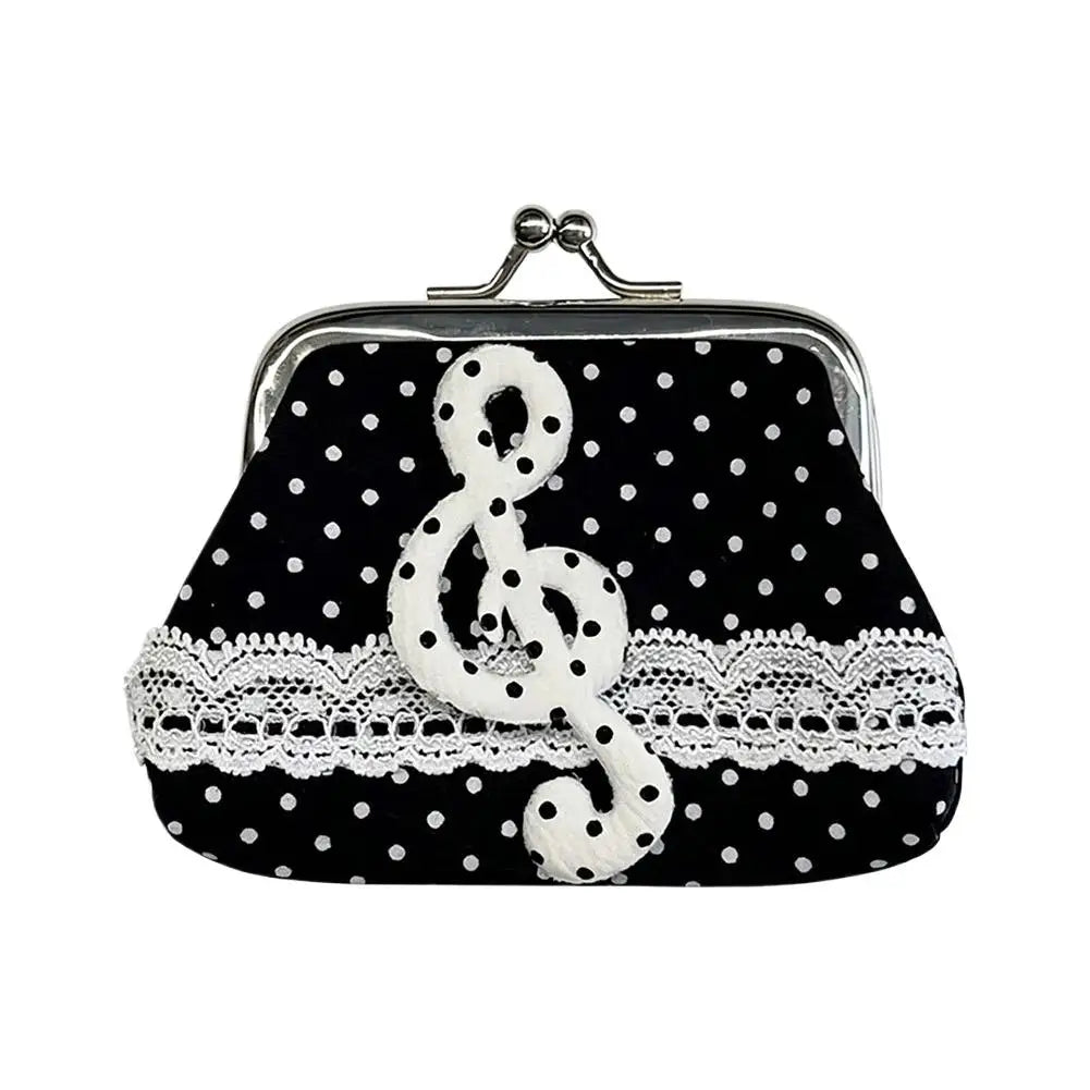 Cute Y2k Coin Purses Lady Small Wallet Wave Dot Handmade Lace Showa Rose Vintage Bag Hanging Pendant Earphone Bag Wallet Good Vibrations