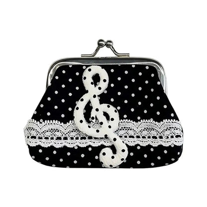 Cute Y2k Coin Purses Lady Small Wallet Wave Dot Handmade Lace Showa Rose Vintage Bag Hanging Pendant Earphone Bag Wallet Good Vibrations