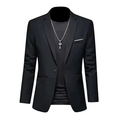 Men's Trendy Leisure Boutique Suit Jacket  Autumn Casual Business Slim Fit Non-ironing Single Button Suit Solid Formal Blouse Good Vibrations