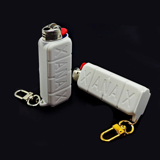 XANAX Lighter Case Cover Sleeve For Regular Bic J6 Lighters With Keychain Hook Good Vibrations Adult Super Store