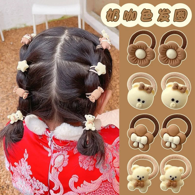 Kawaii Cartoon Baby Small Scrunchies Cute Children Girls Kids Elastic Hair Rubber Bands Accessories Tie Hair Ring Rope Headdress Good Vibrations