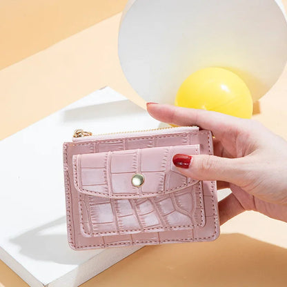 Pu Leather Mini Coin Purse for Women Stone Pattern  Girl Cute Zipper ID Bus Card Wallet Women Lady Money Wallet Key Case Bags Good Vibrations