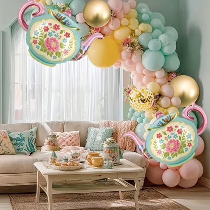 1 Tea Party Teapot Balloon, Party Balloons, Party Decorations, Photo Booth Props, Suitable for Afternoon Tea Themed Events, Birthday Good Vibrations