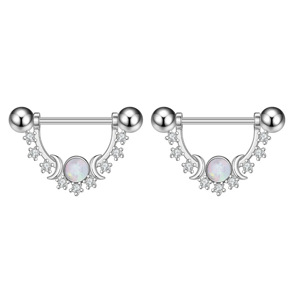 2pcs Both Sides Screwed Heart Nipple Ring for Women Girls 14G Stainless Blue Pink Zircon Sexy Nipple piercing nombril Nipple Bar Good Vibrations