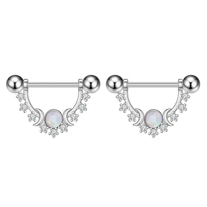 2pcs Both Sides Screwed Heart Nipple Ring for Women Girls 14G Stainless Blue Pink Zircon Sexy Nipple piercing nombril Nipple Bar Good Vibrations