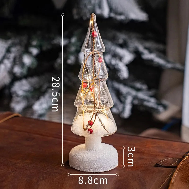 Christmas Tree Glass Night Light for Home Xmas Romantic Holiday Atmosphere Arbol De Navidad Ornaments LED Luminous Decoration Good Vibrations