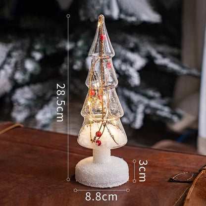 Christmas Tree Glass Night Light for Home Xmas Romantic Holiday Atmosphere Arbol De Navidad Ornaments LED Luminous Decoration Good Vibrations