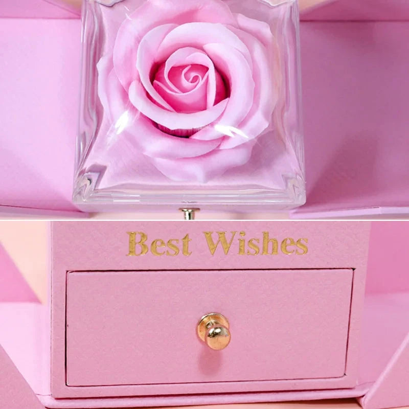 Eternal Rose Gift Box Gift for Women Valentine's Day Wedding I Love You Jewelry Box Gift Box Ring Earrings Pendant Necklace Box Good Vibrations