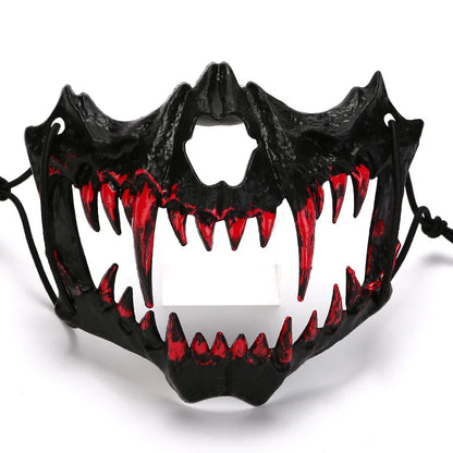 Halloween Bone Skull Masks Half-face Bloody Mask Cosplay Dragon God Fierce Tiger Night Fork Tengu Man Wolf Mask Party Decor Prop Good Vibrations