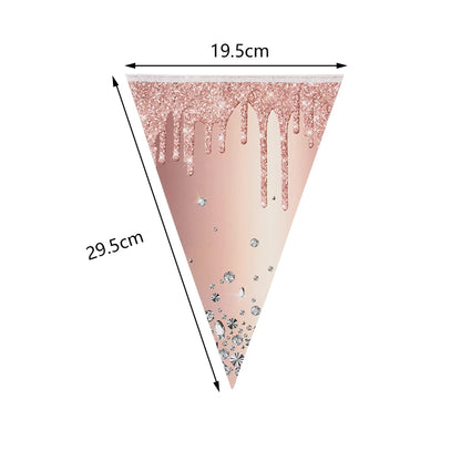 Rose Gold Disposable Tableware Diamond Pattern Paper Cups Plates Straws Table Decoration Wedding Birthday Party Supplies Good Vibrations