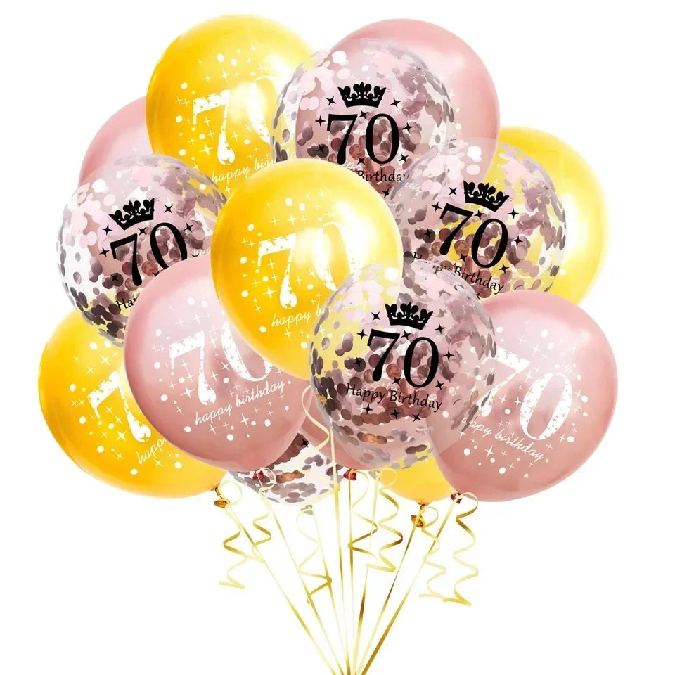 15pcs 18th Happy Birthday Balloon Decor 12 Inch Confetti Latex Balloons for 18 20 30 70 Years Old Birthday Celebrate Decoration Good Vibrations