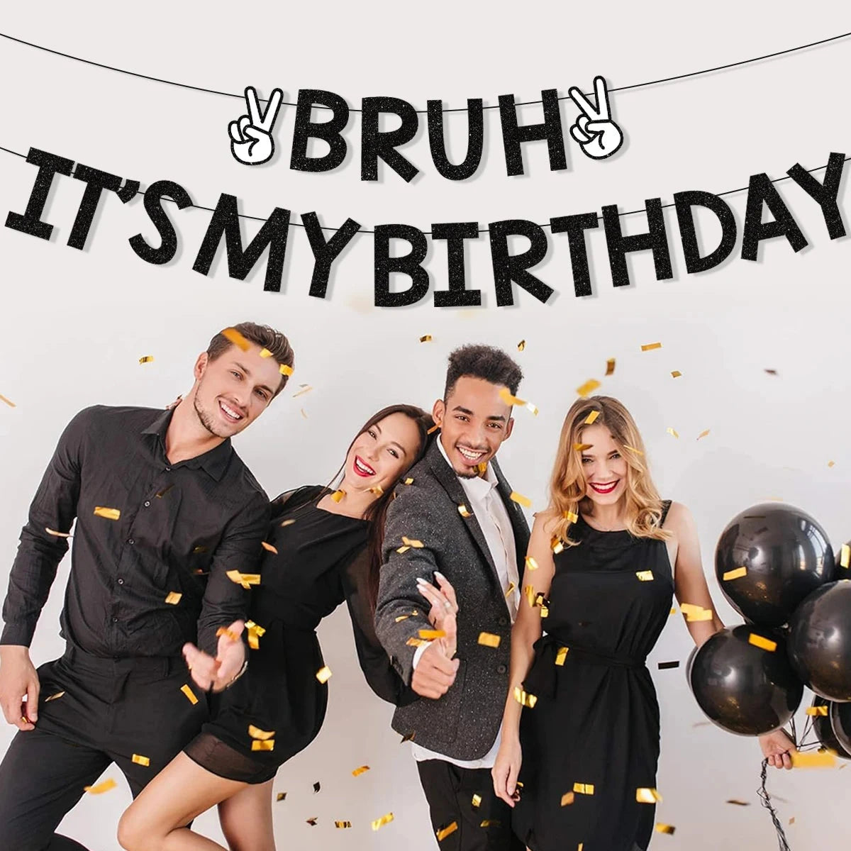 Bruh It’s My Birthday Decorations Black Banner Preteen and Teen Boy Birthday Decor Bruh Birthday Party Supplies Good Vibrations