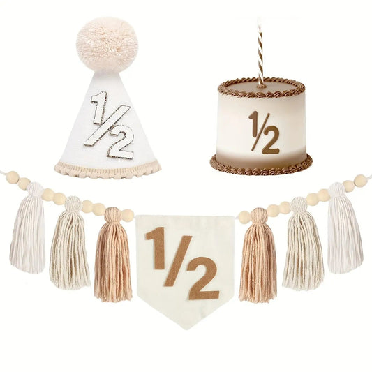 Half-Year Birthday Party Decoration Set, Available in Four Colors, Bohemian-Style Tassel Garland for First Birthday Celebrations Good Vibrations