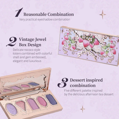 Flower Knows Violet Eye Shadow Strawberry Rococo Series Five-Color Eyeshadow Palette G01 Starmoon Strawberry 0.21OZ./6G Good Vibrations