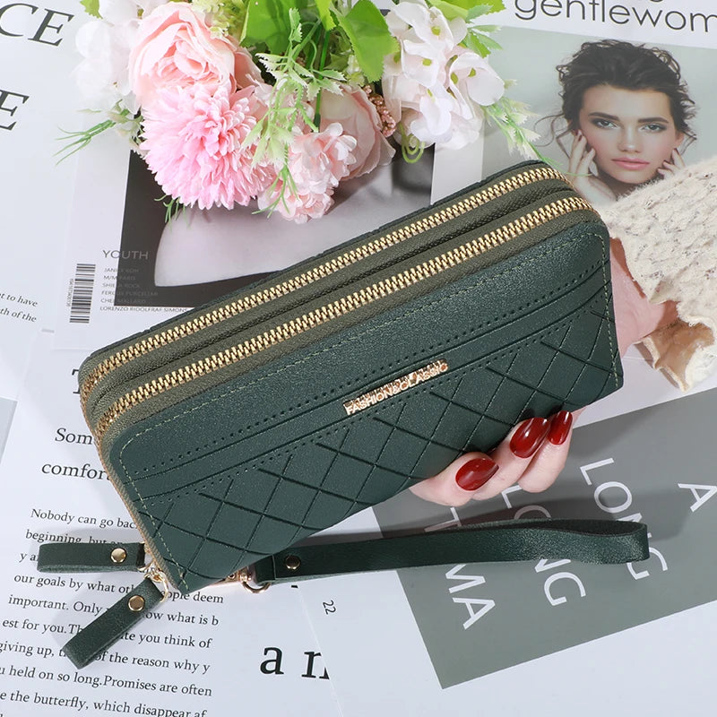 Long Women's Wallet Female Purses Tassel Coin Purse Card Holder Wallets Double Zipper Pu Leather Clutch Luxury Money Phone Bag Good Vibrations