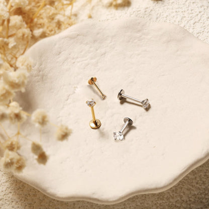 2/8PCS Stainless Steel Eearring Nose Stud Cartilage Piercing Jewelry Helix Tragus Lip Flat Back Tiny Earrings for Women 18G Good Vibrations