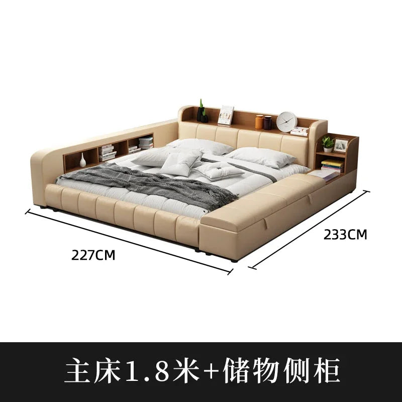 Headboards Double Bed Waterproof Minimalist Multifunctional Luxury Bed Japanese Nightstands Mobili Per La Casa Bedroom Furniture Good Vibrations