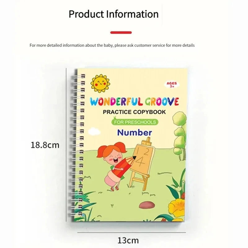4 Books Pen Magic Copy Book Free Wiping Children Kids Writing Sticker Practice English Copybook For Calligraphy Montessori Gift Good Vibrations