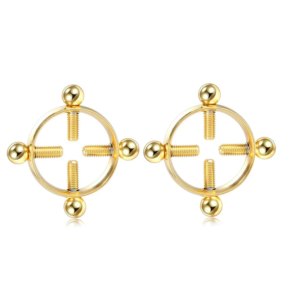 2pcs/lot Steel Round Screw Faux Nipple Clip Rings Sexy Piercing for Women Non Piercing Fake Breast Nail Shield Ring Jewelry Gift Good Vibrations