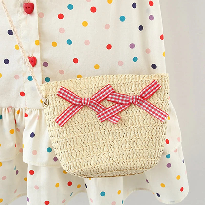 (9 Months -4 Years Old) Summer New Colorful Polka Dot Baby Girl Dress, Countryside Style Children'S Clothing Free Gift Bag Good Vibrations