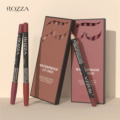 Rozza Waterproof Lip Liner Pencil Set, Weightless Precise Liner with Super Soft Blendable Texture Matte Soft Good Vibrations