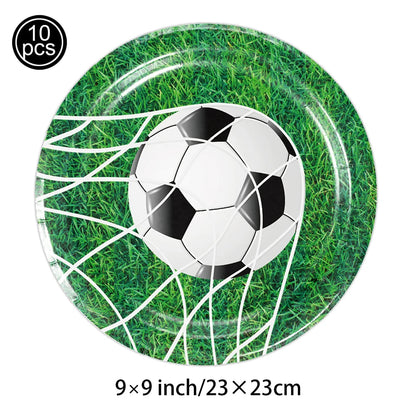 Soccer Party Disposable Tableware Paper Plates Cups Napkins Tablecloth Soccer Birthday Party Decoration Good Vibrations